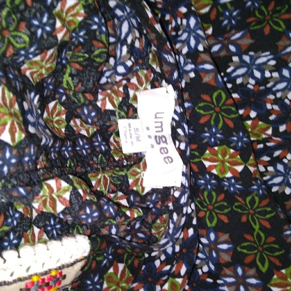 UMGEE Sz S/M Boho Flora Crochet Kimono Dolman Trim - Picture 2 of 6